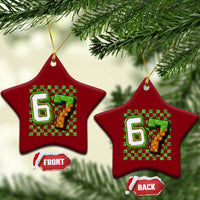 Funny 67 Pixel Style Graphic Ceramic Ornament Viral Six Seven Meme Gamer - Wonder Print Shop