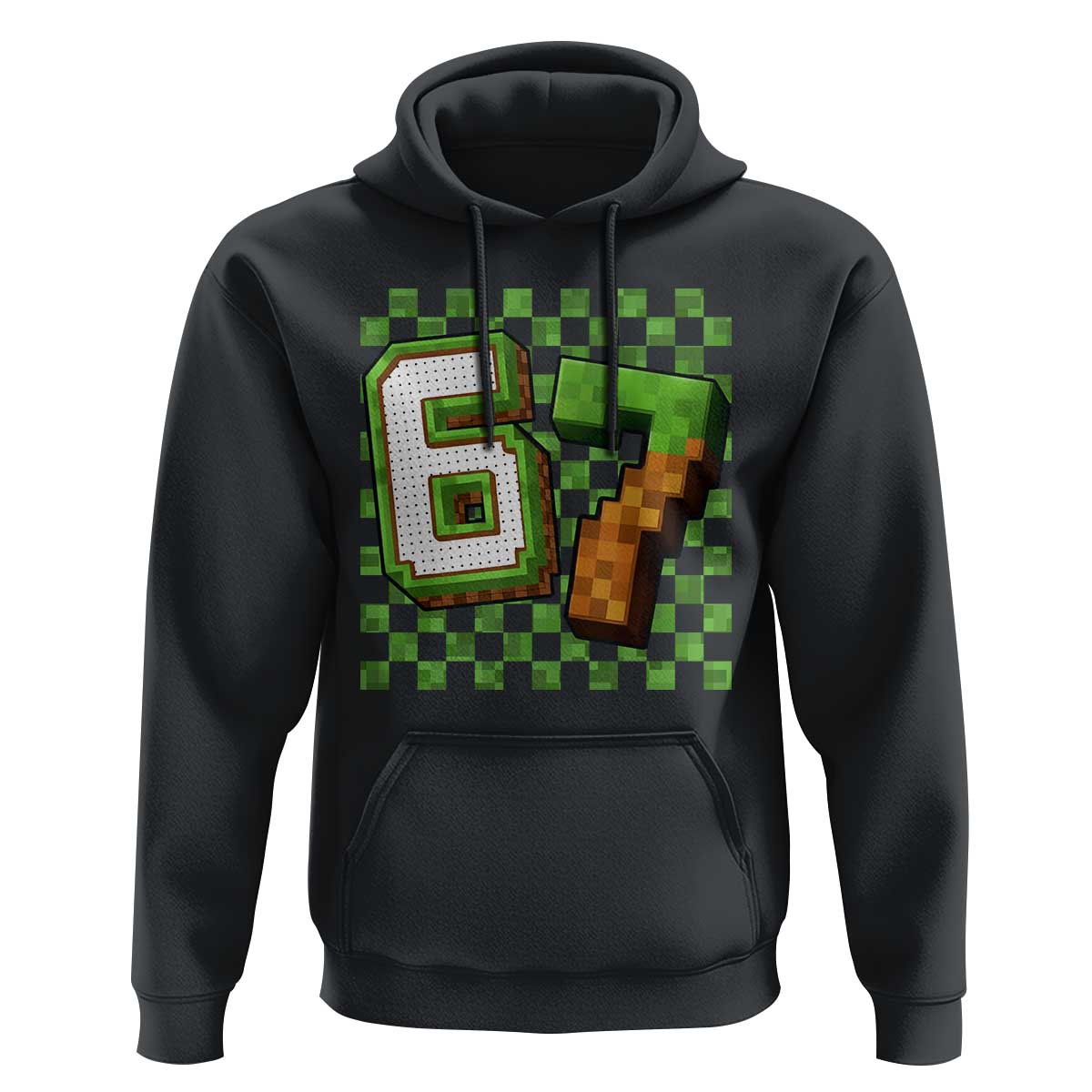 Funny 67 Pixel Style Graphic Hoodie Viral Six Seven Meme Gamer - Wonder Print Shop