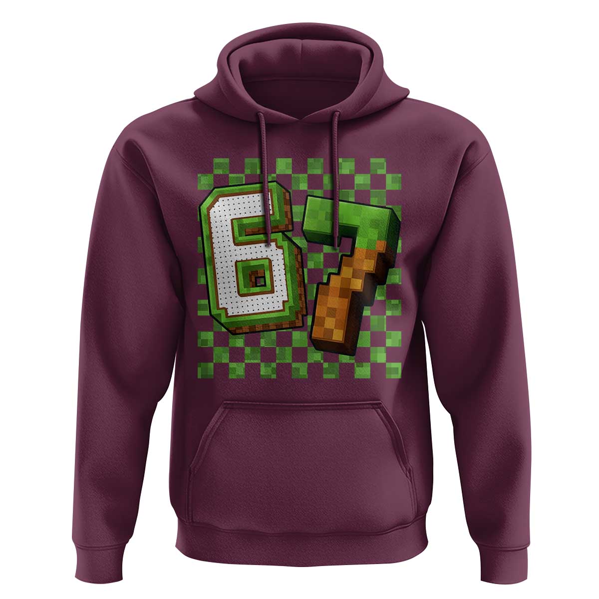 Funny 67 Pixel Style Graphic Hoodie Viral Six Seven Meme Gamer - Wonder Print Shop