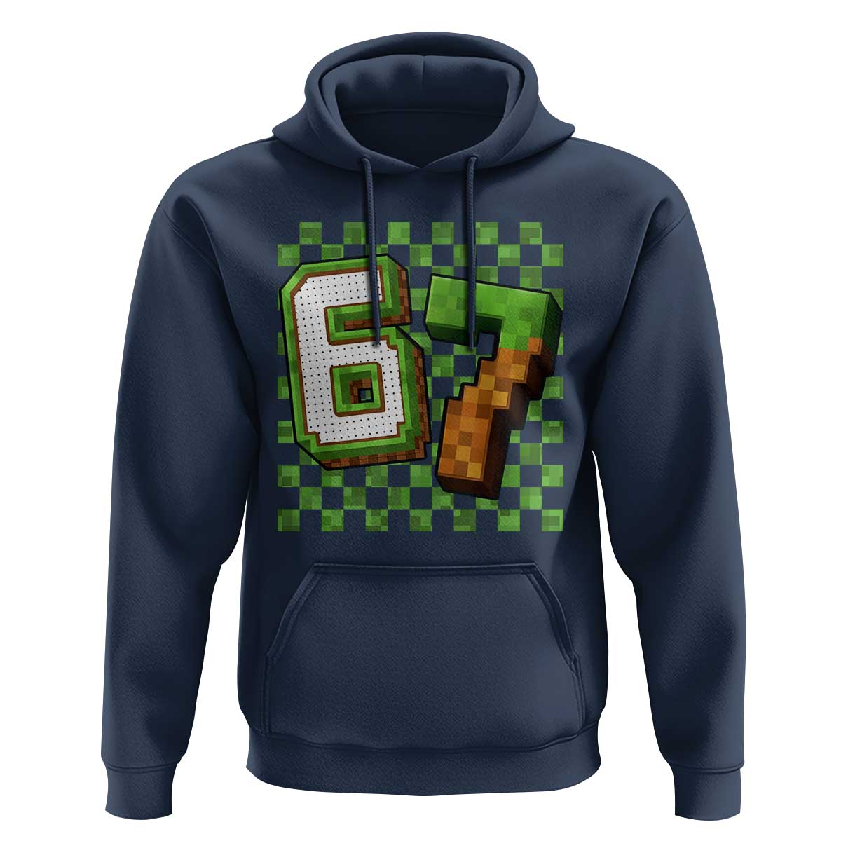 Funny 67 Pixel Style Graphic Hoodie Viral Six Seven Meme Gamer - Wonder Print Shop