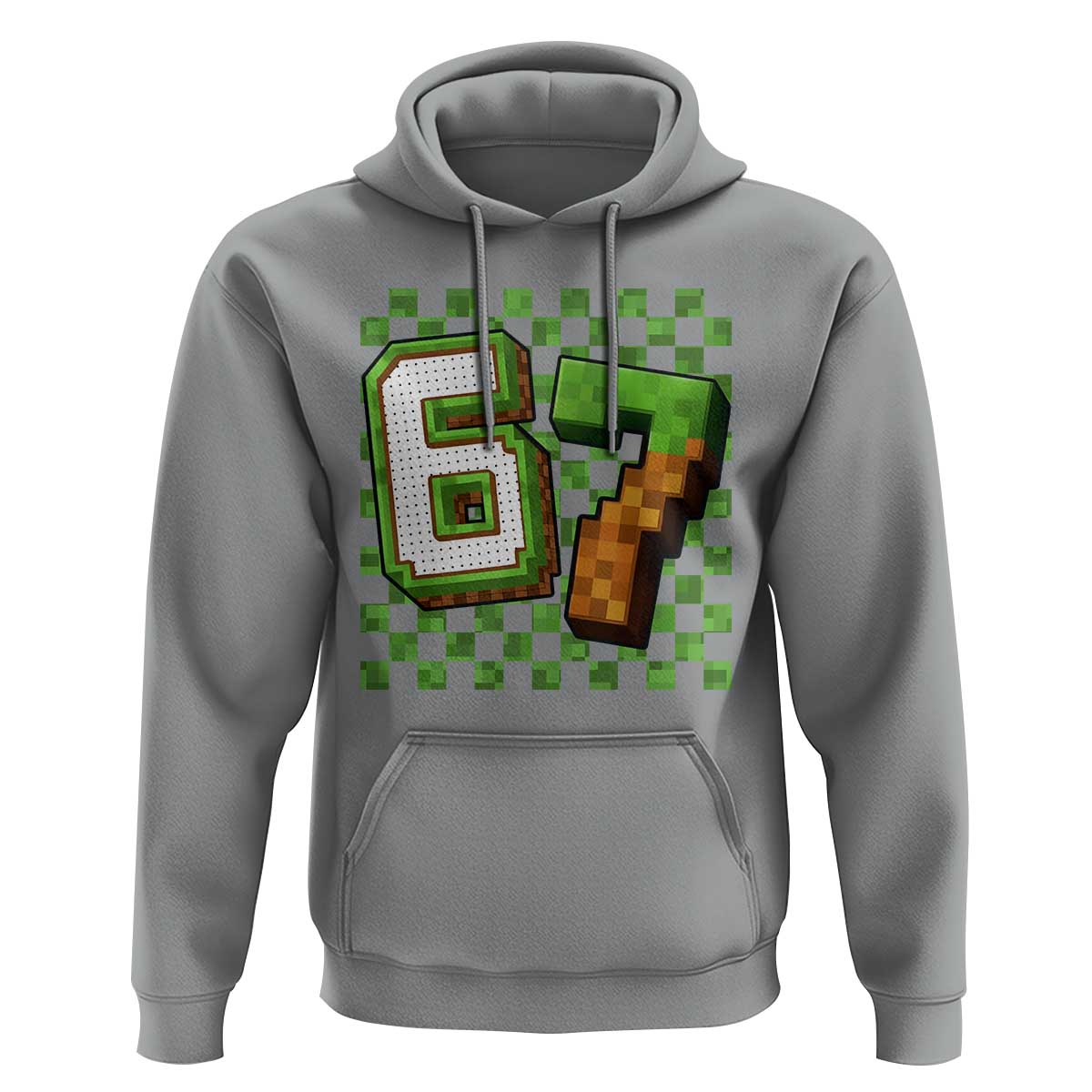 Funny 67 Pixel Style Graphic Hoodie Viral Six Seven Meme Gamer - Wonder Print Shop