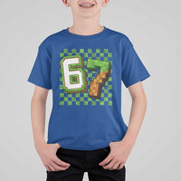 Funny 67 Pixel Style Graphic T Shirt For Kid Viral Six Seven Meme Gamer - Wonder Print Shop