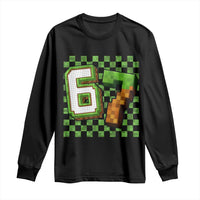 Funny 67 Pixel Style Graphic Long Sleeve Shirt Viral Six Seven Meme Gamer - Wonder Print Shop