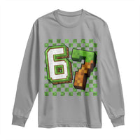 Funny 67 Pixel Style Graphic Long Sleeve Shirt Viral Six Seven Meme Gamer - Wonder Print Shop