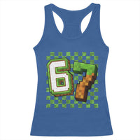 Funny 67 Pixel Style Graphic Racerback Tank Top Viral Six Seven Meme Gamer - Wonder Print Shop