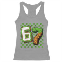 Funny 67 Pixel Style Graphic Racerback Tank Top Viral Six Seven Meme Gamer - Wonder Print Shop