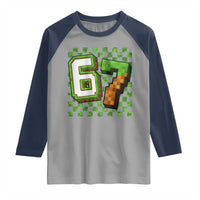 Funny 67 Pixel Style Graphic Raglan Shirt Viral Six Seven Meme Gamer - Wonder Print Shop