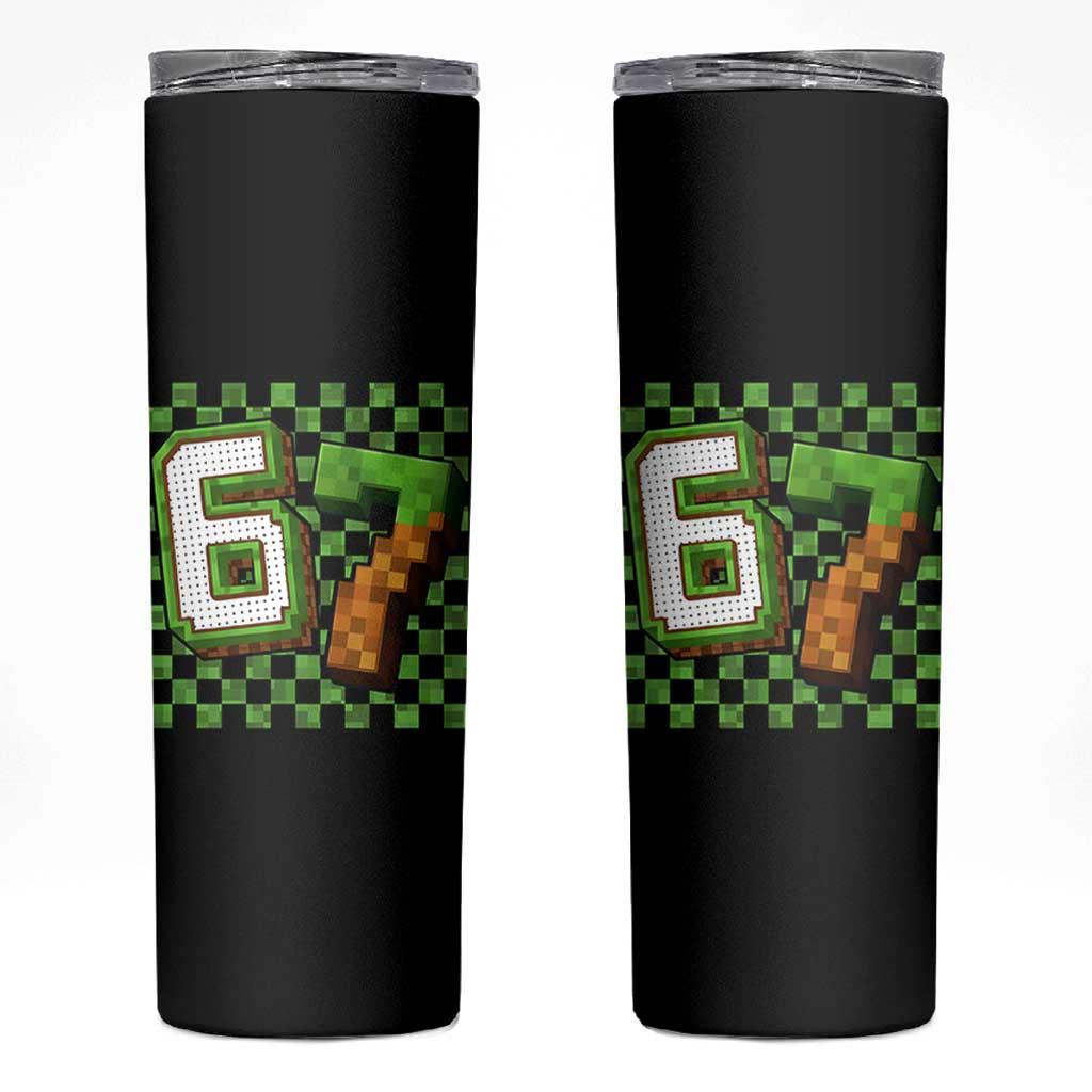 Funny 67 Pixel Style Graphic Skinny Tumbler Viral Six Seven Meme Gamer - Wonder Print Shop