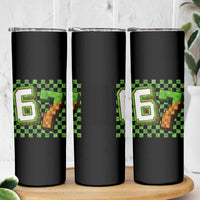 Funny 67 Pixel Style Graphic Skinny Tumbler Viral Six Seven Meme Gamer - Wonder Print Shop