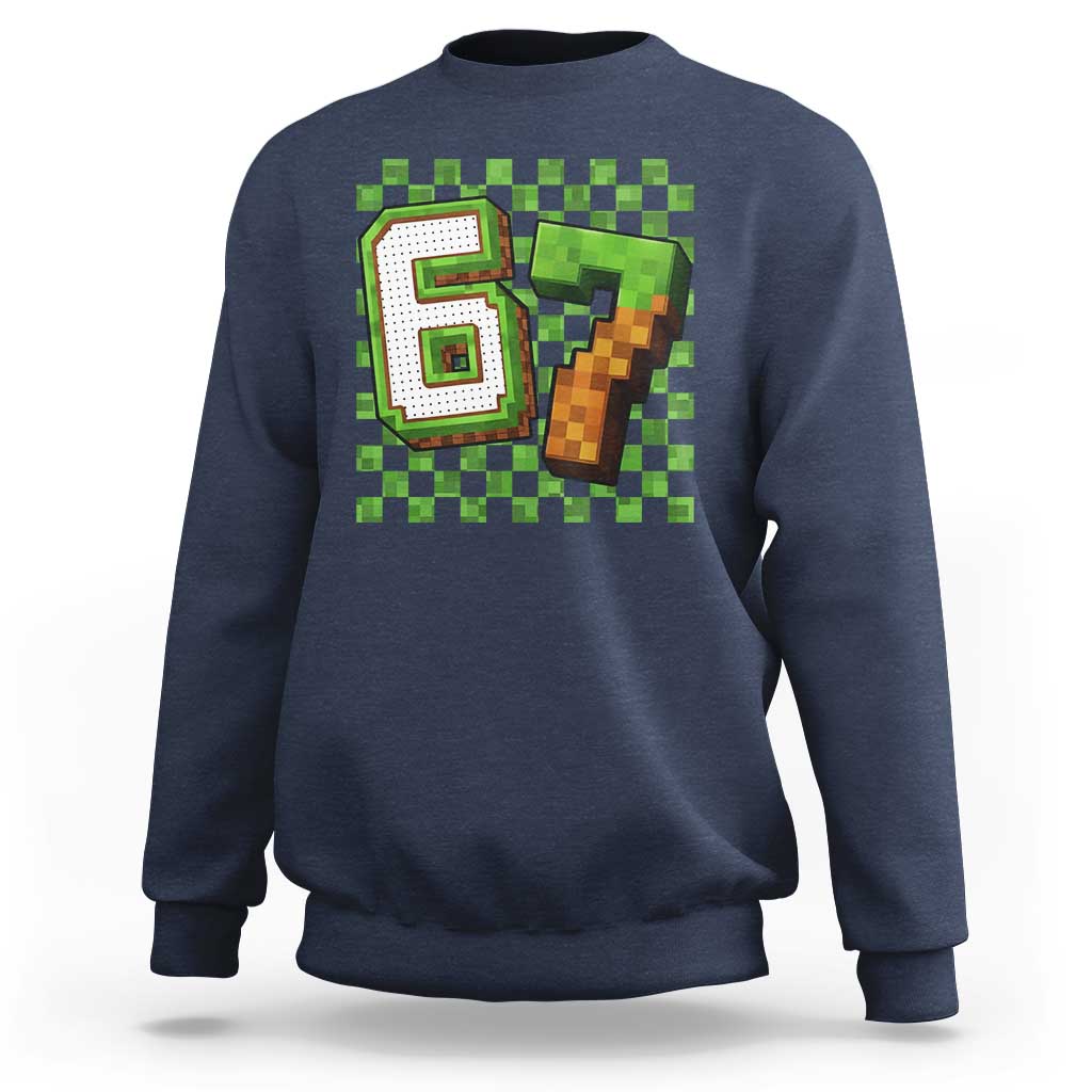Funny 67 Pixel Style Graphic Sweatshirt Viral Six Seven Meme Gamer - Wonder Print Shop