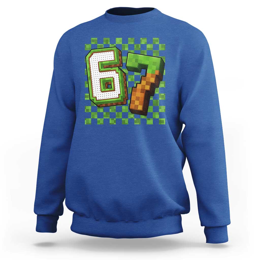 Funny 67 Pixel Style Graphic Sweatshirt Viral Six Seven Meme Gamer - Wonder Print Shop