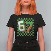 Funny 67 Pixel Style Graphic T Shirt For Women Viral Six Seven Meme Gamer - Wonder Print Shop