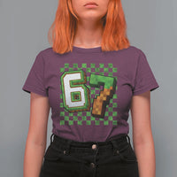 Funny 67 Pixel Style Graphic T Shirt For Women Viral Six Seven Meme Gamer - Wonder Print Shop