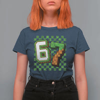 Funny 67 Pixel Style Graphic T Shirt For Women Viral Six Seven Meme Gamer - Wonder Print Shop