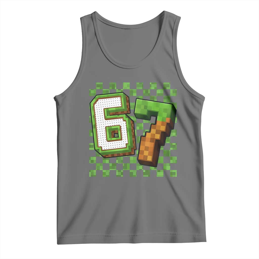 Funny 67 Pixel Style Graphic Tank Top Viral Six Seven Meme Gamer - Wonder Print Shop
