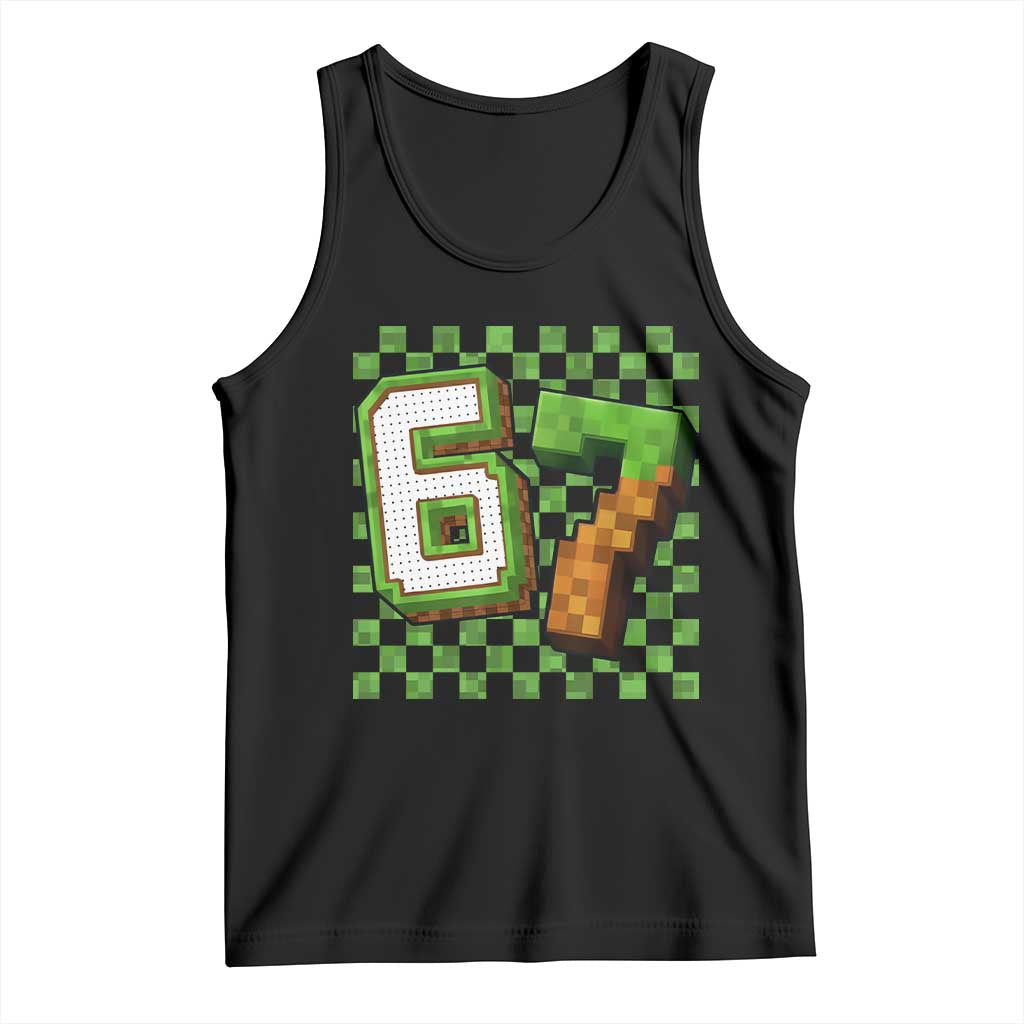 Funny 67 Pixel Style Graphic Tank Top Viral Six Seven Meme Gamer - Wonder Print Shop