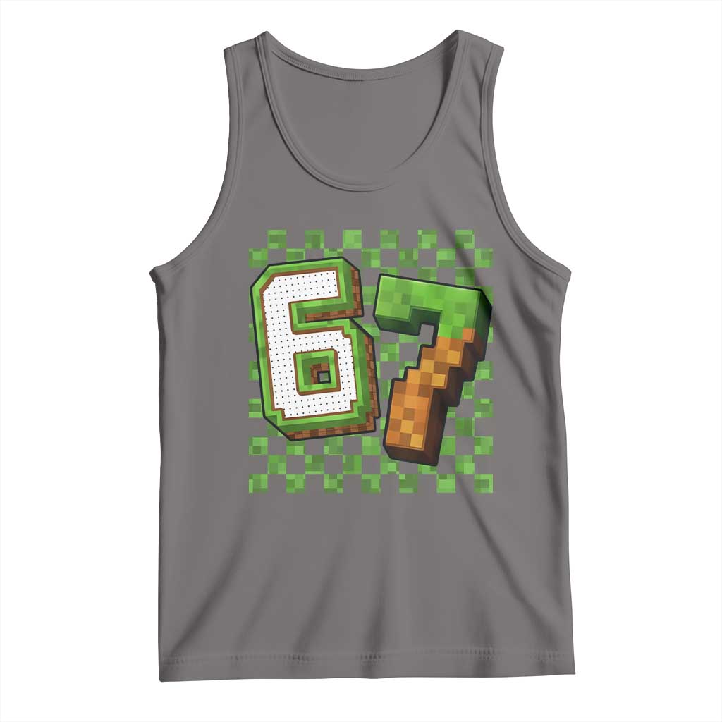 Funny 67 Pixel Style Graphic Tank Top Viral Six Seven Meme Gamer - Wonder Print Shop