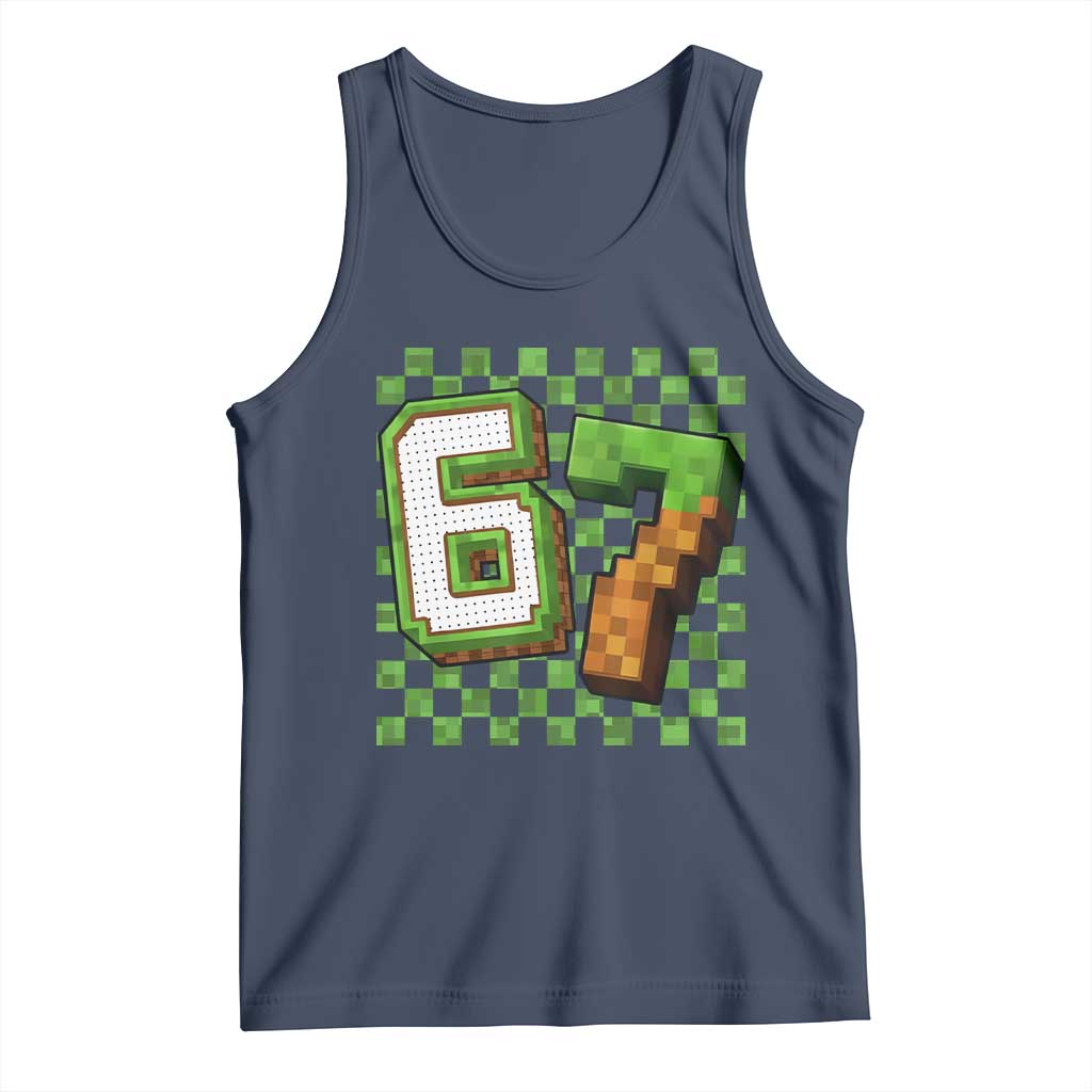 Funny 67 Pixel Style Graphic Tank Top Viral Six Seven Meme Gamer - Wonder Print Shop