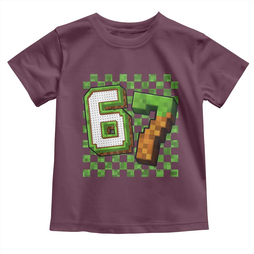 Funny 67 Pixel Style Graphic Toddler T Shirt Viral Six Seven Meme Gamer - Wonder Print Shop