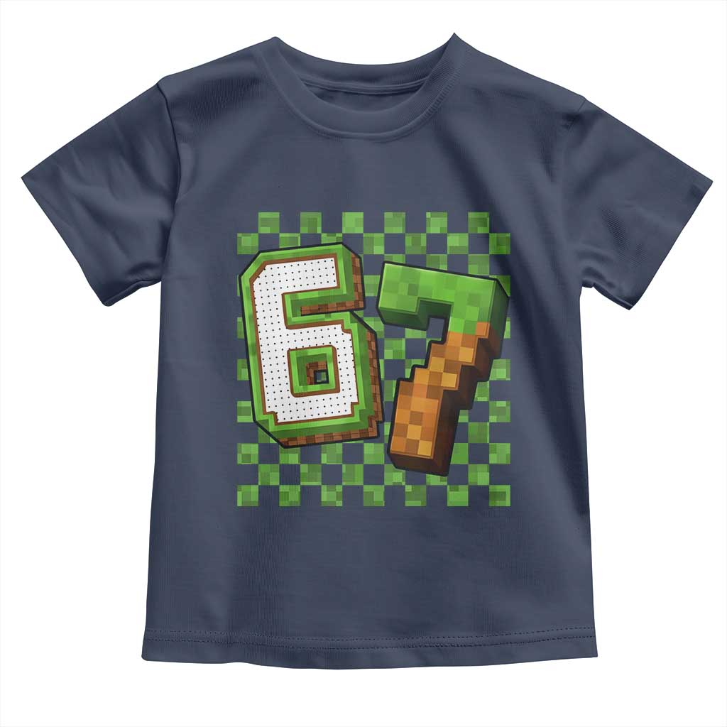 Funny 67 Pixel Style Graphic Toddler T Shirt Viral Six Seven Meme Gamer - Wonder Print Shop