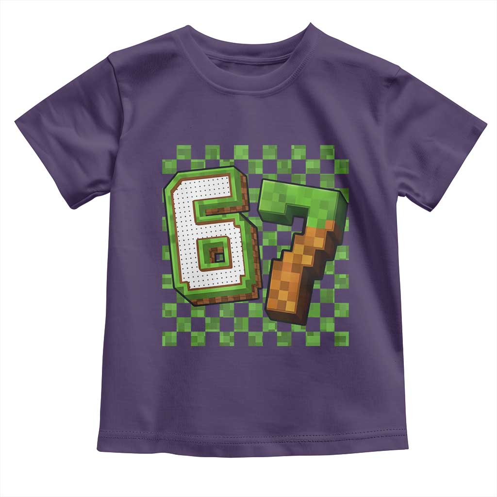 Funny 67 Pixel Style Graphic Toddler T Shirt Viral Six Seven Meme Gamer - Wonder Print Shop