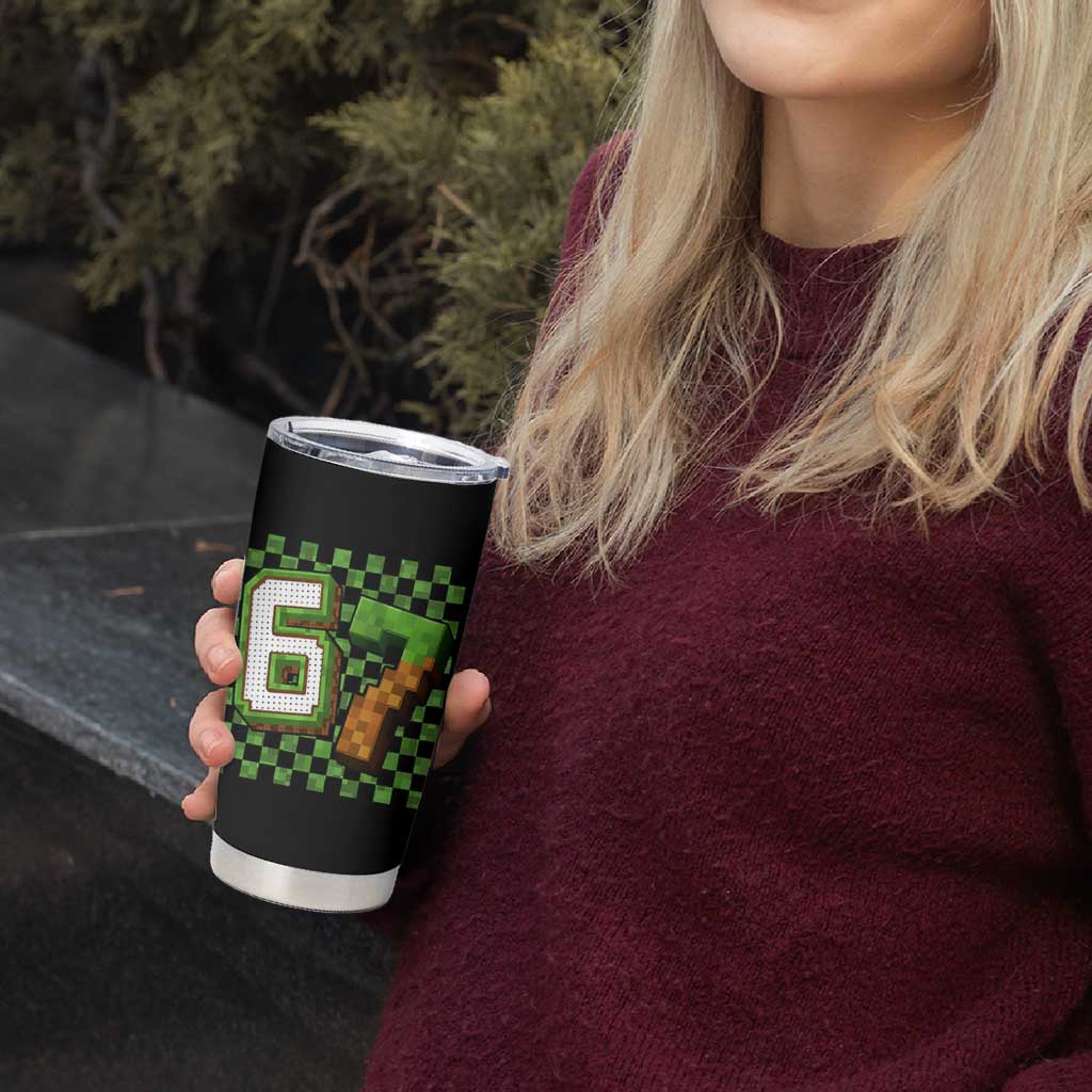 Funny 67 Pixel Style Graphic Tumbler Cup Viral Six Seven Meme Gamer - Wonder Print Shop