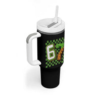 Funny 67 Pixel Style Graphic Tumbler With Handle Viral Six Seven Meme Gamer - Wonder Print Shop