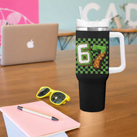 Funny 67 Pixel Style Graphic Tumbler With Handle Viral Six Seven Meme Gamer - Wonder Print Shop