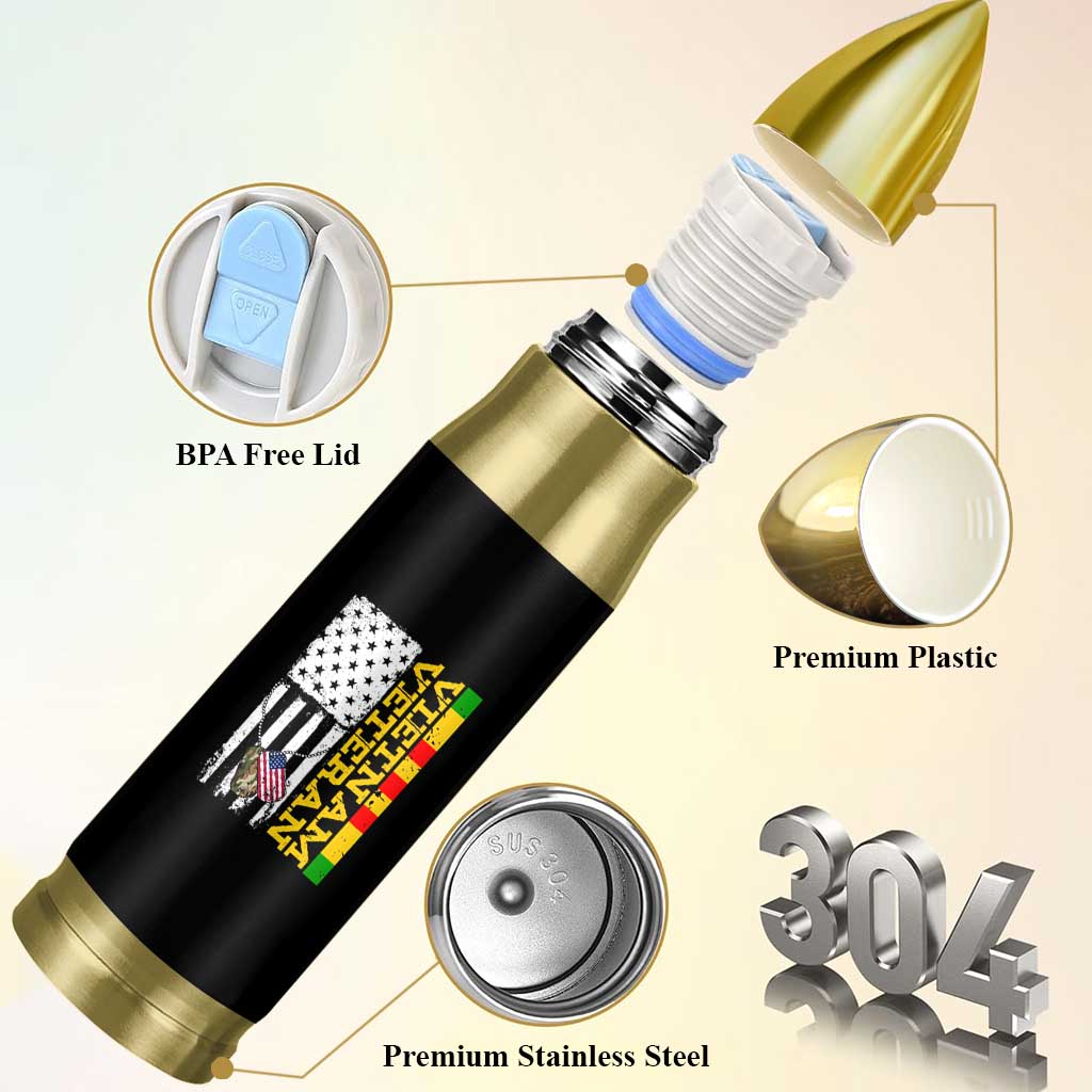 Vietnam Veteran Bullet Tumbler Honor Patriotic Soldier American Flag