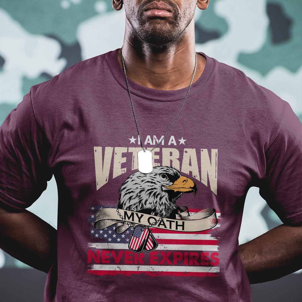I Am A Veteran My Oath Never Expires Patriotic American Flag T Shirt - Wonder Print Shop
