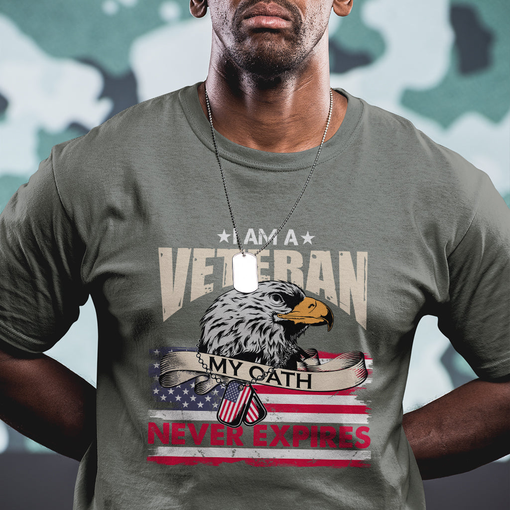 I Am A Veteran My Oath Never Expires Patriotic American Flag T Shirt - Wonder Print Shop