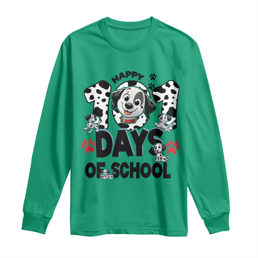 101 Days Of School Dalmatian Dogs Long Sleeve Shirt Happy 101th Day
