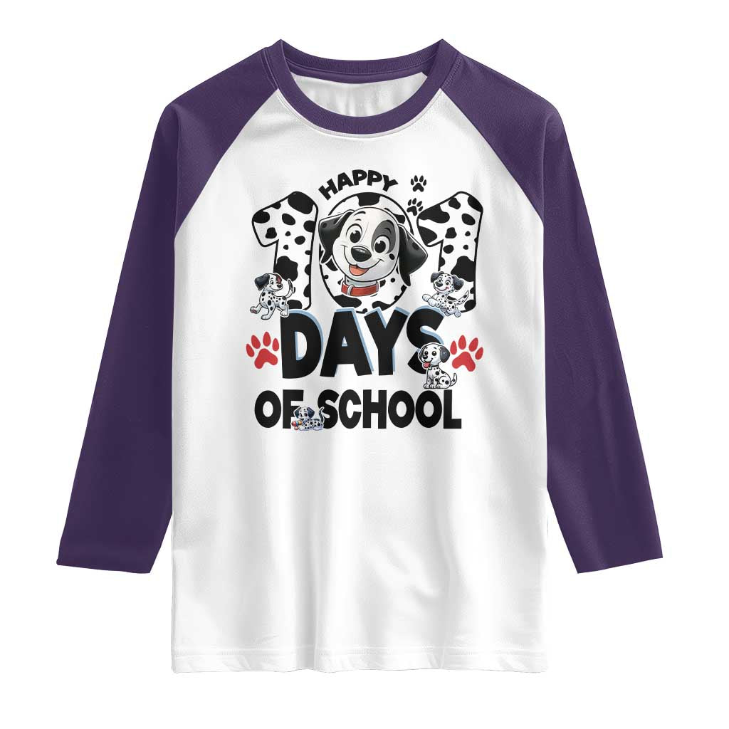 101 Days Of School Dalmatian Dogs Raglan Shirt Happy 101th Day