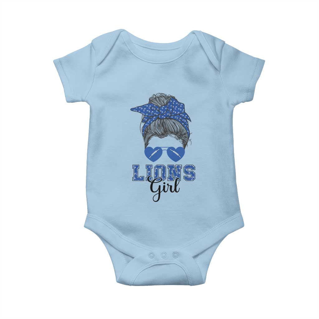 Lions Girl Baby Onesie Messy Bun Funny Sports Fan Team