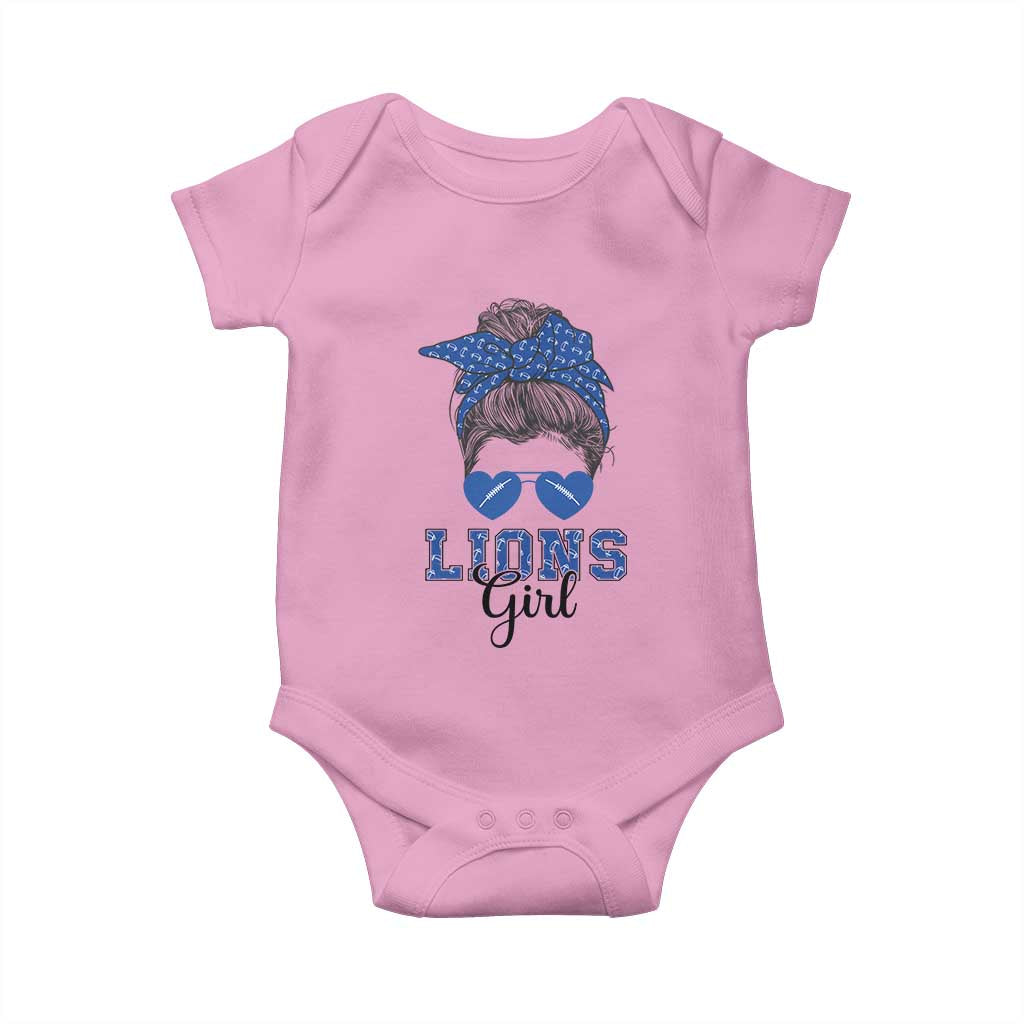 Lions Girl Baby Onesie Messy Bun Funny Sports Fan Team