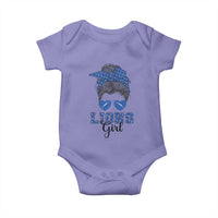 Lions Girl Baby Onesie Messy Bun Funny Sports Fan Team