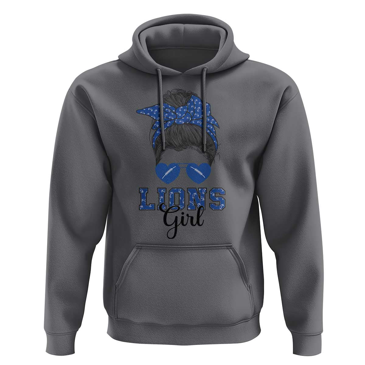 Lions Girl Hoodie Messy Bun Funny Sports Fan Team