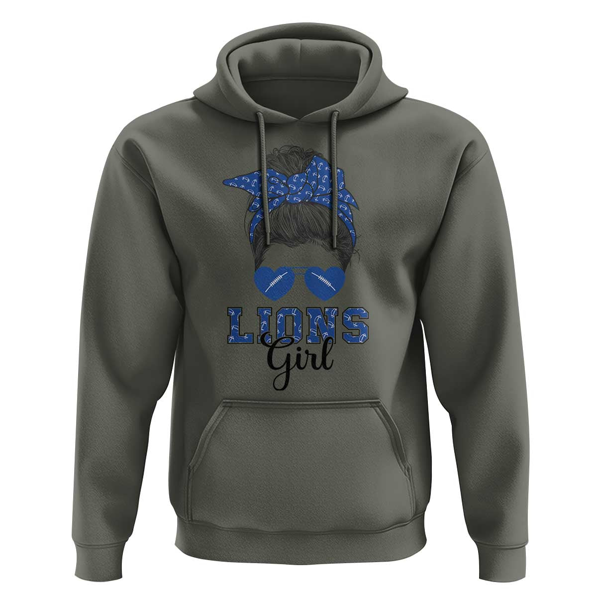 Lions Girl Hoodie Messy Bun Funny Sports Fan Team