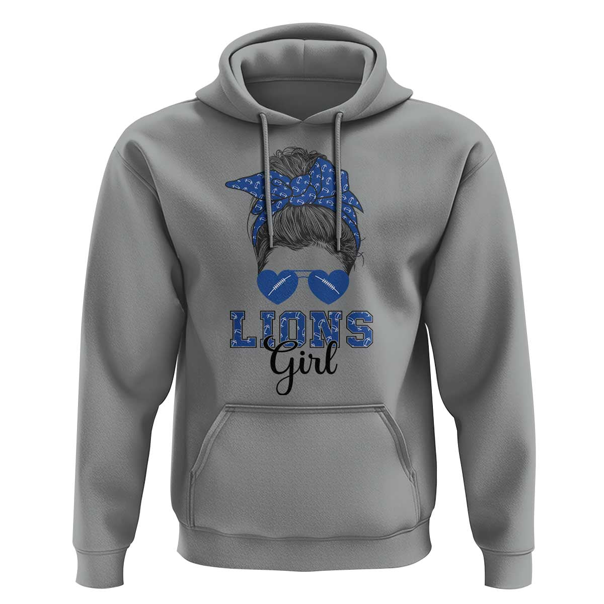 Lions Girl Hoodie Messy Bun Funny Sports Fan Team