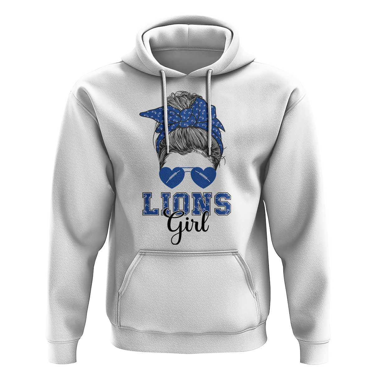 Lions Girl Hoodie Messy Bun Funny Sports Fan Team