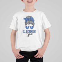 Lions Girl T Shirt For Kid Messy Bun Funny Sports Fan Team