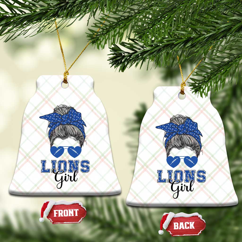 Lions Girl Ceramic Ornament Messy Bun Funny Sports Fan Team - Wonder Print Shop