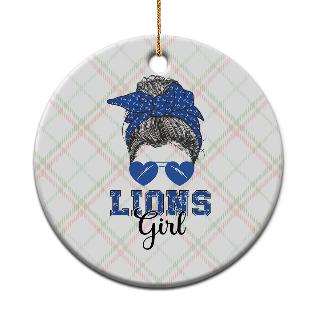 Lions Girl Ceramic Ornament Messy Bun Funny Sports Fan Team - Wonder Print Shop