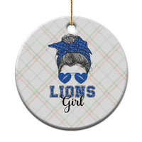 Lions Girl Ceramic Ornament Messy Bun Funny Sports Fan Team - Wonder Print Shop