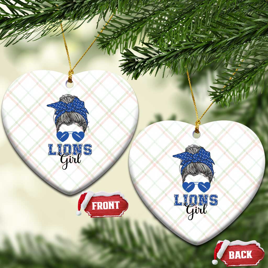 Lions Girl Ceramic Ornament Messy Bun Funny Sports Fan Team - Wonder Print Shop