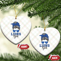 Lions Girl Ceramic Ornament Messy Bun Funny Sports Fan Team - Wonder Print Shop