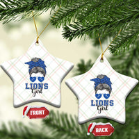 Lions Girl Ceramic Ornament Messy Bun Funny Sports Fan Team - Wonder Print Shop