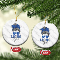 Lions Girl Ceramic Ornament Messy Bun Funny Sports Fan Team - Wonder Print Shop