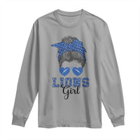 Lions Girl Long Sleeve Shirt Messy Bun Funny Sports Fan Team