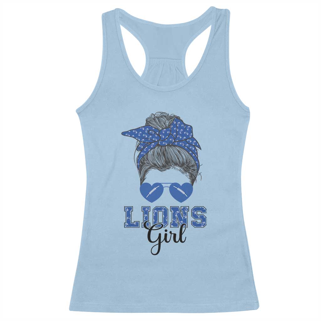 Lions Girl Racerback Tank Top Messy Bun Funny Sports Fan Team
